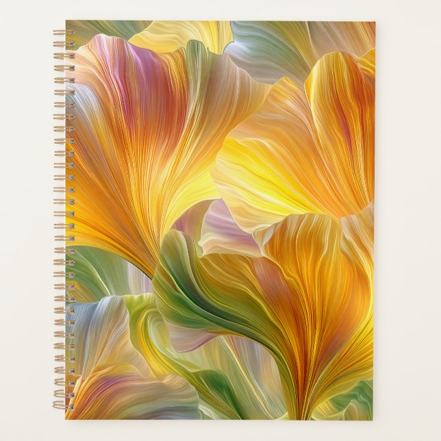 Abstrakte Blumenkunst mit gelben Blütenblättern Planer (Vorderseite)