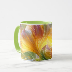 Abstrakte Blumenkunst mit gelben Blütenblättern Tasse