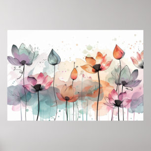 abstrakte Blumenkunst Poster