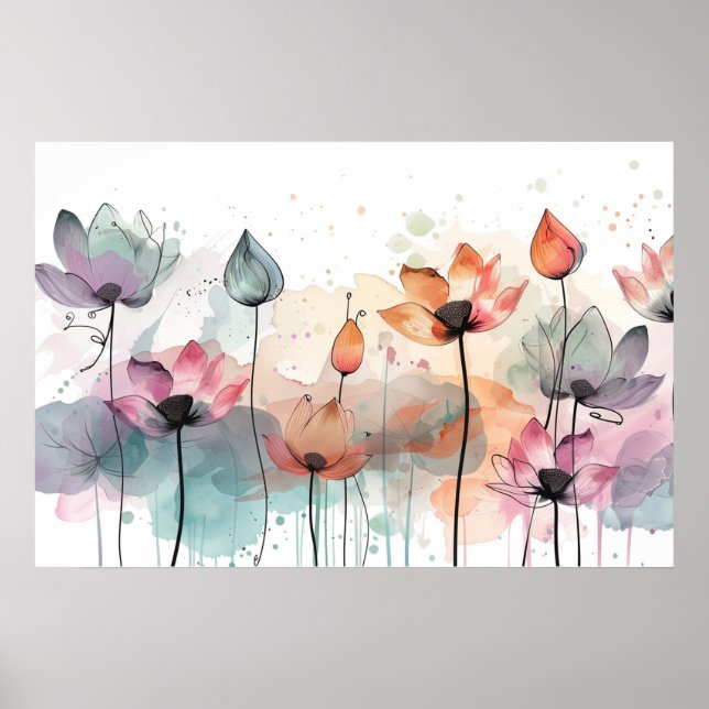 abstrakte Blumenkunst Poster (Vorne)