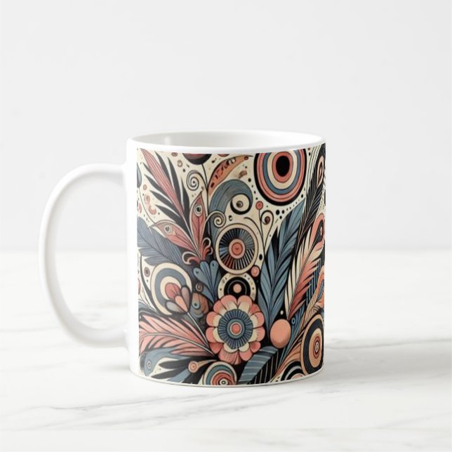 Abstrakte Blumenkunst Tasse - Buntes Design von Na (Links)