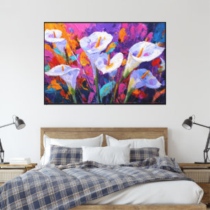 Abstrakte Blumenleinwandkunst – Lebendige florale  Leinwanddruck