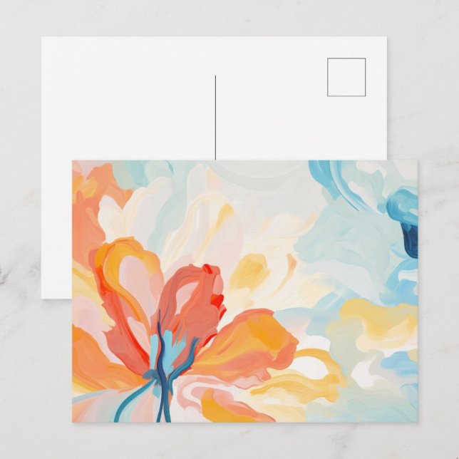 Abstrakte Blumenmalerei als Hintergrund Postkarte (Vorne/Hinten)