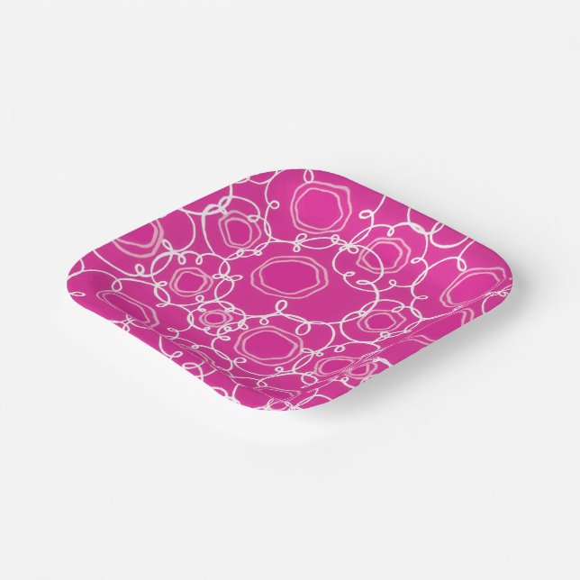Abstrakte Blumenmatrix (Hot Pink) Fine Art Pappteller (Gewinkelt)