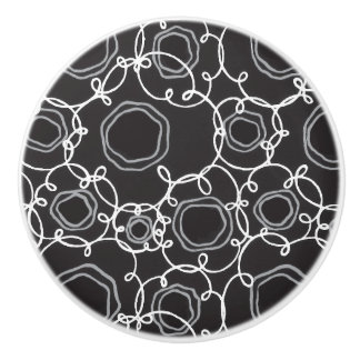 Abstrakte Blumenmatrix (Kohle) Fine Art Keramikknauf