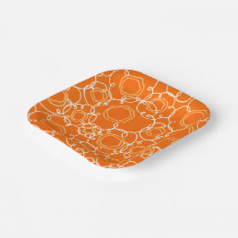 Abstrakte Blumenmatrix (Orange) Fine Art Pappteller