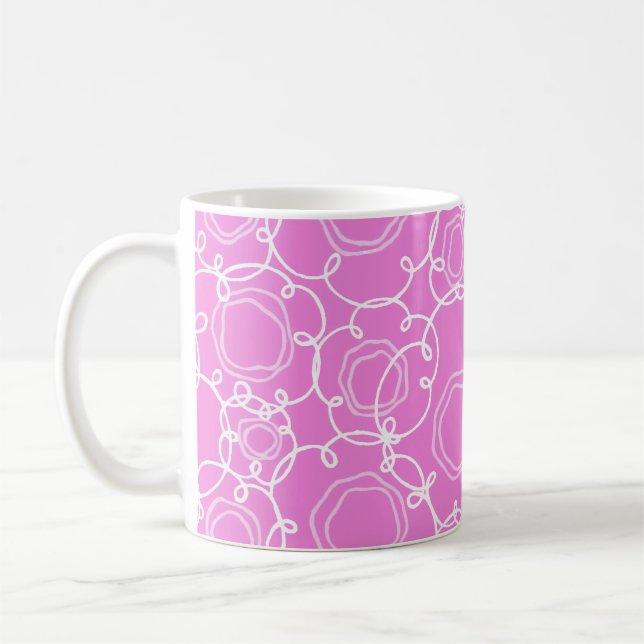 Abstrakte Blumenmatrix (Sanftes Rosa) Fine Art Kaffeetasse (Links)