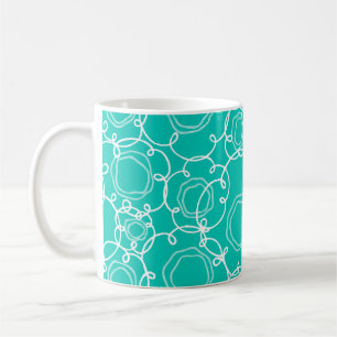 Abstrakte Blumenmatrix (Türkis) Fine Art Kaffeetasse