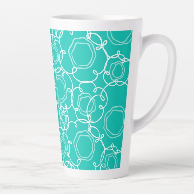 Abstrakte Blumenmatrix (Türkis) Fine Art Milchtasse (Rechts)