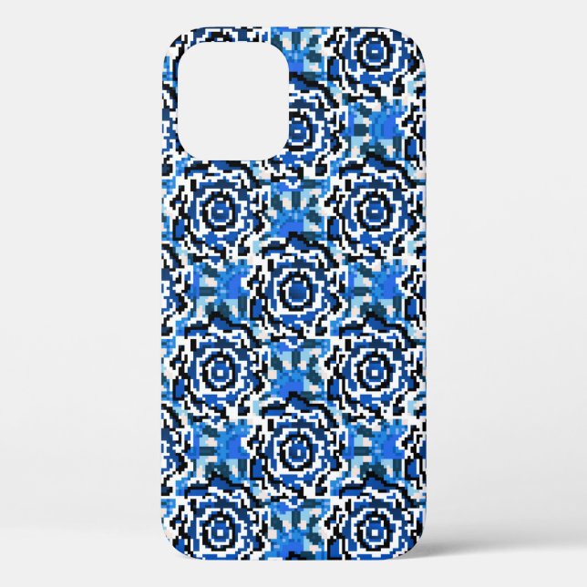 Abstrakte Blumenmode, blau, schwarz und beige Case-Mate iPhone Hülle (Rückseite)