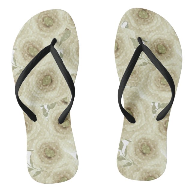 Abstrakte Blumenmuster-Blume Rose beigefarbenes Fa Flip Flops (Fußbett)