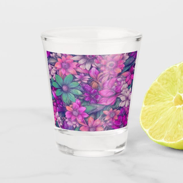 Abstrakte Blumennummer 60 - Schnapsglas (Vorderseite)