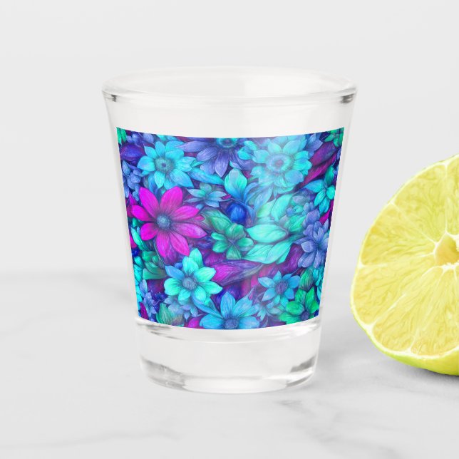 Abstrakte Blumennummer 62 Schnapsglas (Vorderseite)