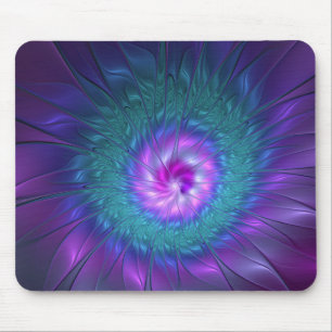 Abstrakte Blumenpracht, bunte Fraktalkunst-Blume Mousepad