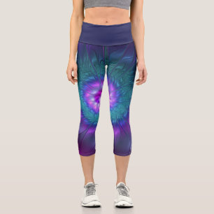 Abstrakte Blumenpracht, farbenfrohe fraktale Kunst Capri Leggings