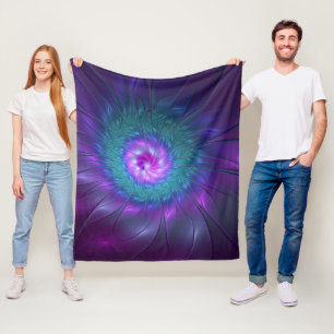 Abstrakte Blumenpracht, farbenfrohe fraktale Kunst Fleecedecke