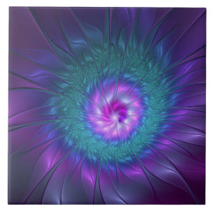 Abstrakte Blumenpracht, farbenfrohe fraktale Kunst Fliese