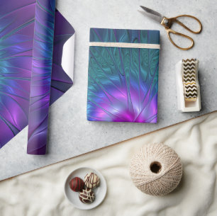 Abstrakte Blumenpracht, farbenfrohe fraktale Kunst Geschenkpapier