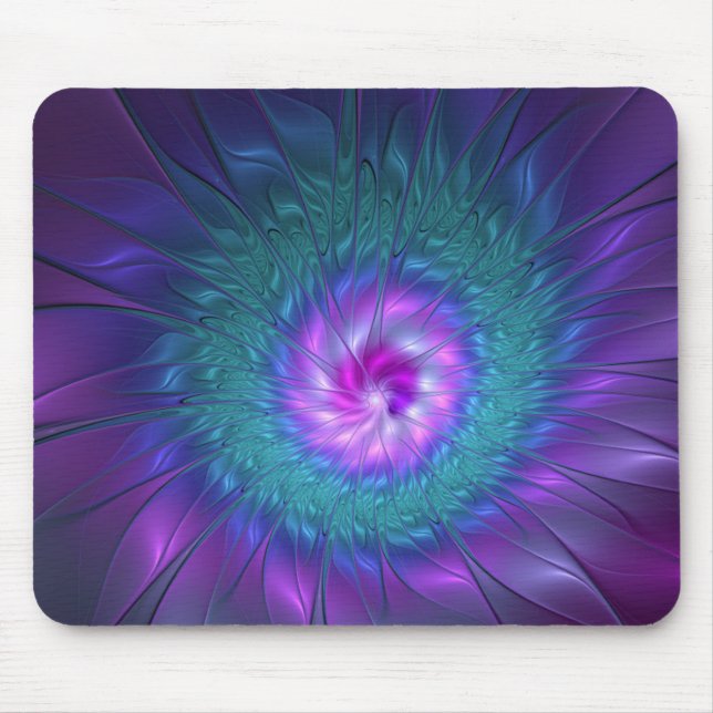 Abstrakte Blumenpracht, farbenfrohe fraktale Kunst Mousepad (Vorne)
