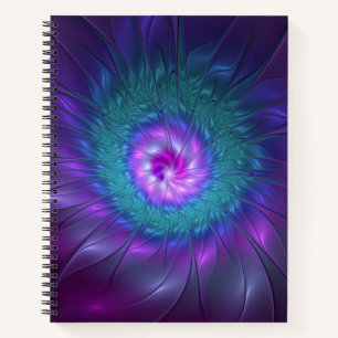Abstrakte Blumenpracht, farbenfrohe fraktale Kunst Notizbuch