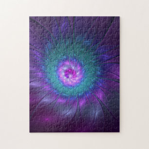 Abstrakte Blumenpracht, farbenfrohe fraktale Kunst Puzzle