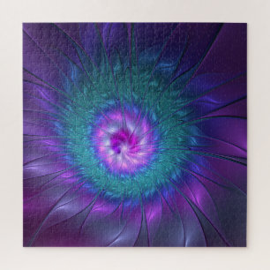 Abstrakte Blumenpracht, farbenfrohe fraktale Kunst Puzzle