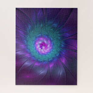 Abstrakte Blumenpracht, farbenfrohe fraktale Kunst Puzzle