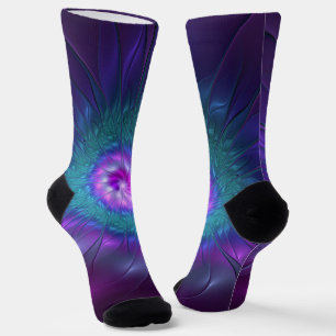 Abstrakte Blumenpracht, farbenfrohe fraktale Kunst Socken