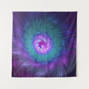 Abstrakte Blumenpracht, farbenfrohe fraktale Kunst Wandteppich