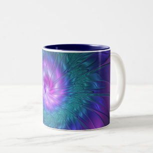 Abstrakte Blumenpracht, farbenfrohe fraktale Kunst Zweifarbige Tasse