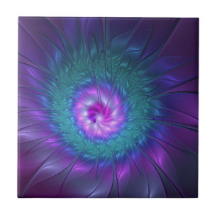 Abstrakte Blumenpracht Farbige Fraktal-Kunst-Blume Fliese