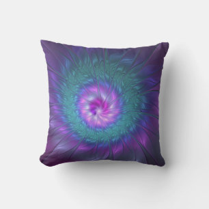 Abstrakte Blumenpracht Farbige Fraktalkunst-Blume Kissen