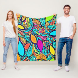 Abstrakte Blumenpracht Fleecedecke
