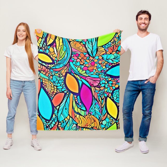 Abstrakte Blumenpracht Fleecedecke (Beispiel)