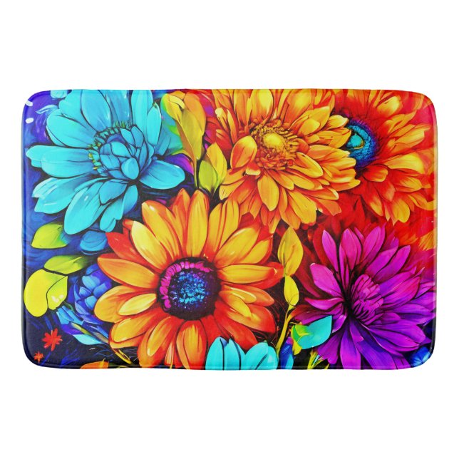 Abstrakte Blumenpracht in Multicolor Badematte (Vorderseite)
