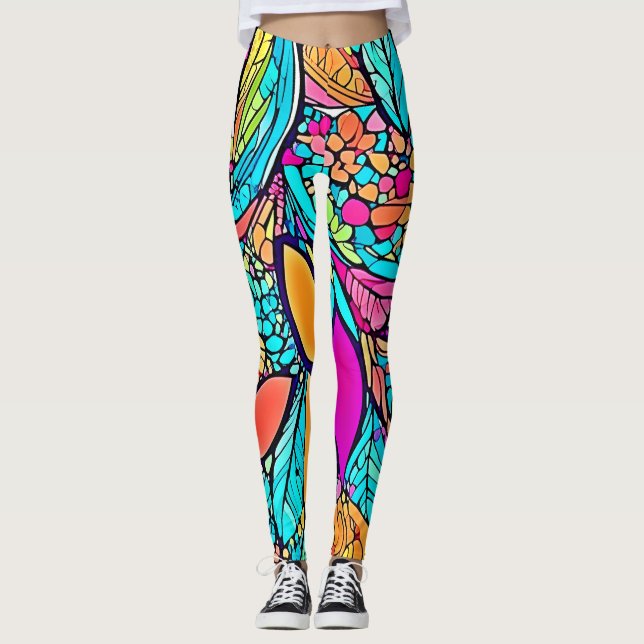 Abstrakte Blumenpracht Leggings (Vorderseite)