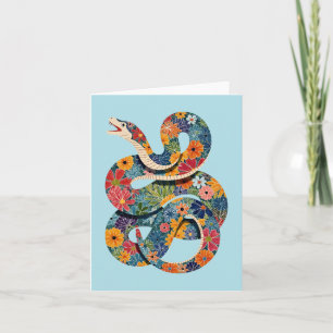 Abstrakte Blumenschlange Farbige Malerei Karte