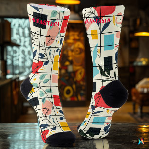 Abstrakte Blumensocken mit modernem geometrischem  Socken