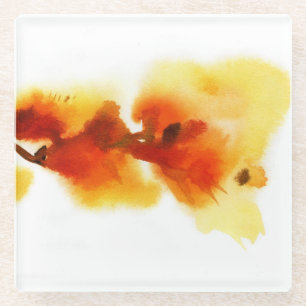 Abstrakte Blumenwatercolormalereien 2 Glasuntersetzer