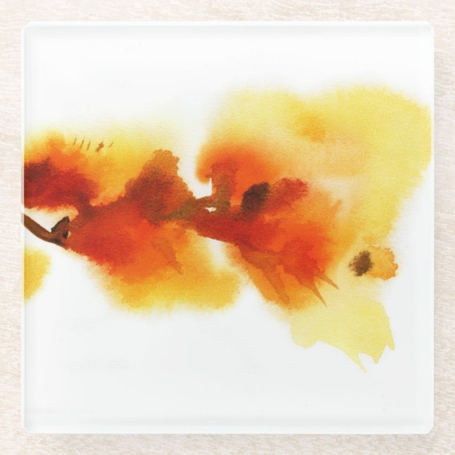 Abstrakte Blumenwatercolormalereien 2 Glasuntersetzer (Vorderseite)