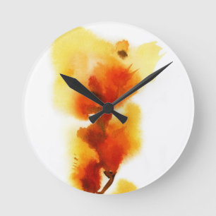 Abstrakte Blumenwatercolormalereien 2 Runde Wanduhr