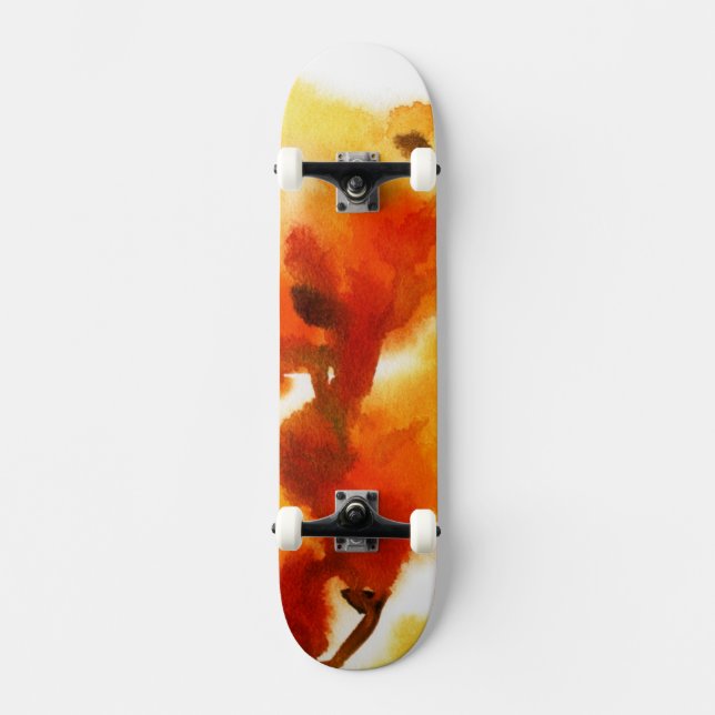 Abstrakte Blumenwatercolormalereien 2 Skateboard (Vorderseite)