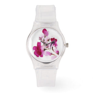 Abstrakte Blumenwatercolormalereien 4 Armbanduhr