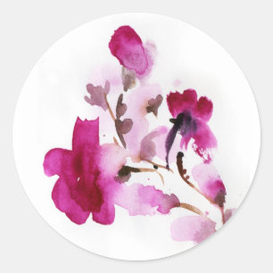 Abstrakte Blumenwatercolormalereien 4 Runder Aufkleber