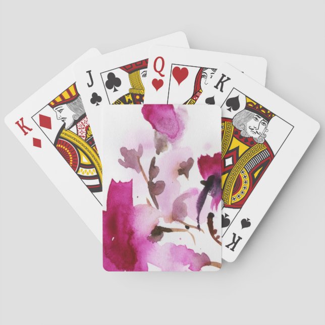Abstrakte Blumenwatercolormalereien 4 Spielkarten (Rückseite)