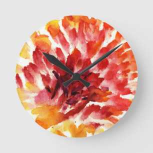 Abstrakte Blumenwatercolormalereien 5 Runde Wanduhr