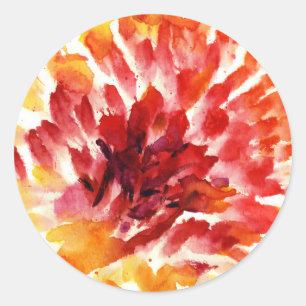 Abstrakte Blumenwatercolormalereien 5 Runder Aufkleber
