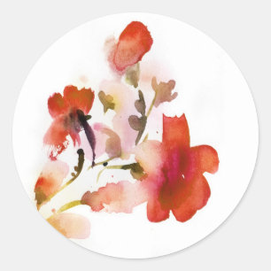 Abstrakte Blumenwatercolormalereien Runder Aufkleber