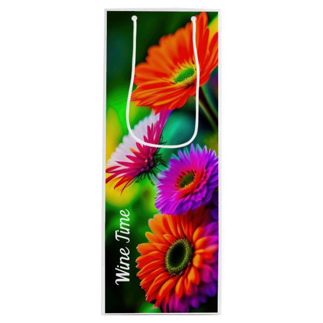 Abstrakte Blumenweinbeutel Geschenktüte Für Weinflaschen (Vorderseite)
