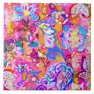 abstrakte Blumenzauber Fliese